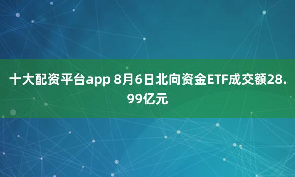 十大配资平台app 8月6日北向资金ETF成交额28.99亿元
