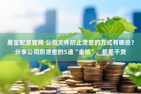 易宝配资官网 公司文件防止泄密的方式有哪些?分享公司防泄密的5道“金锁”,都是干货